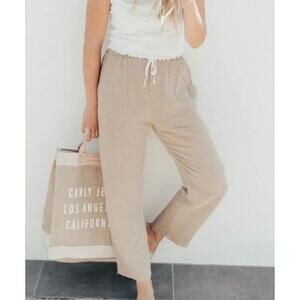 Carly Jean Los Angeles L Mushroom Brown Halston Gauze 100% Cotton pants